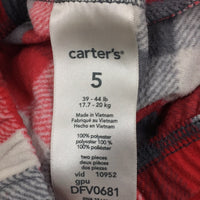 Carter's Boys Plaid Pajama Pants, Red, Size 5 - Pre-Owned 1136UEF9