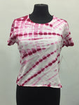 Aqua Women Tie Dye Cropped T-Shirt, Wine, M Pre-Owned