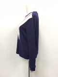 Maison Jules Colorblock Chevron Sweatshirt Blue Notte XS