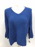 Style & Co. Women's Blue Chenille V Neck Long Sleeve Sweater XL