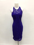 Sequin Hearts Juniors' Sequined Lace Bodycon Dress (Royal, 5)