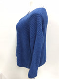 Style & Co. Women's Blue Chenille V Neck Long Sleeve Sweater XL