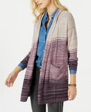 Style & Co. Women's Marled-Knit Hooded Cardigan (Dark Grape Combo, L)