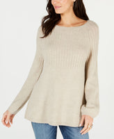 Style Co Ribbed Bishop-Sleeve Sweater Hammock Heather M